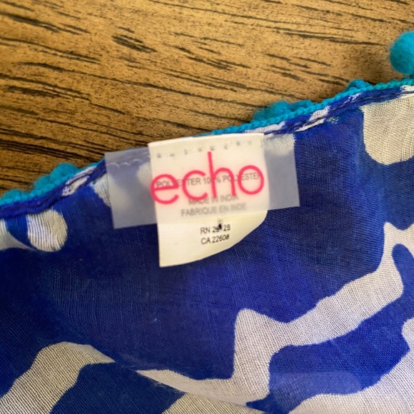Echo Blue Patterned Summer Scarf - Picture 5 of 5